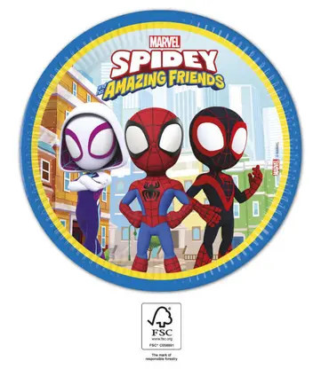 Spidey, Pókember papírtányér 8 db-os 23cm FSC