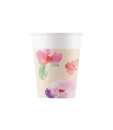 Watercolor Flowers, Virág papír pohár 8 db-os 200ml