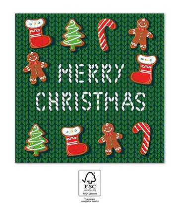 Merry Christmas Handicrafts, Karácsony szalvéta 20 db-os, 33x33 cm FSC