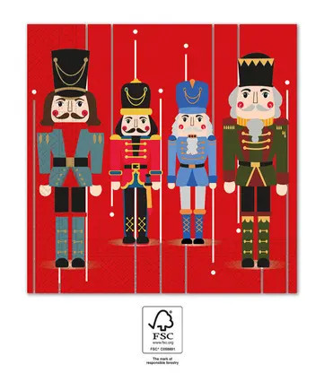 Wooden Nutcracker, Karácsony szalvéta 20 db-os, 33x33 cm