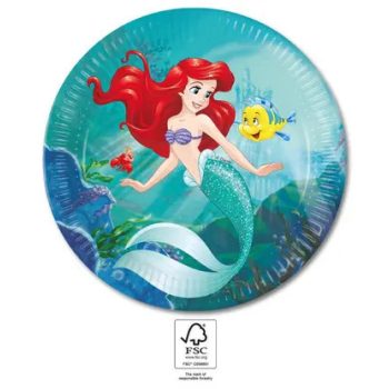 Disney Hercegnők, Ariel papírtányér 8 db-os 23cm FSC