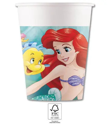 Disney Hercegnők, Ariel papír pohár 8 db-os 200 ml FSC