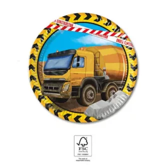 Construction, Építkezés papírtányér 8 db-os 20cm FSC
