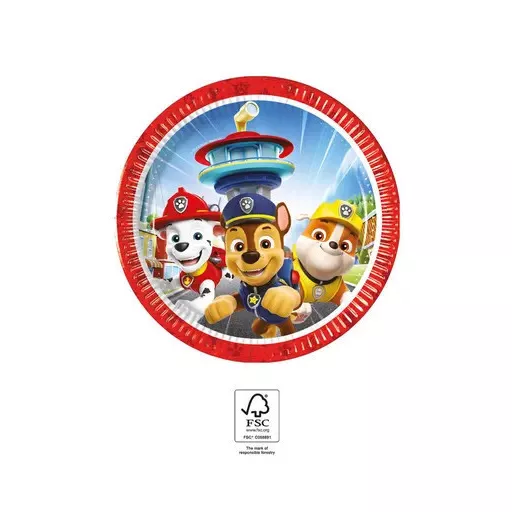 Paw Patrol Rescue Heroes, Mancs Őrjárat papírtányér 8 db-os 20cm FSC