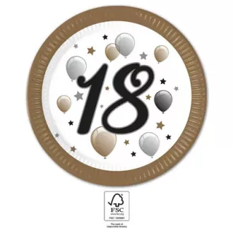 Milestone, Happy Birthday 18 papírtányér 8 db-os 23cm FSC