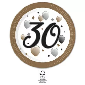 Milestone, Happy Birthday 30 papírtányér 8 db-os 23cm FSC