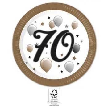 Milestone, Happy Birthday 70 papírtányér 8 db-os 23cm FSC