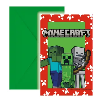 Minecraft Party meghívó 6 db-os FSC