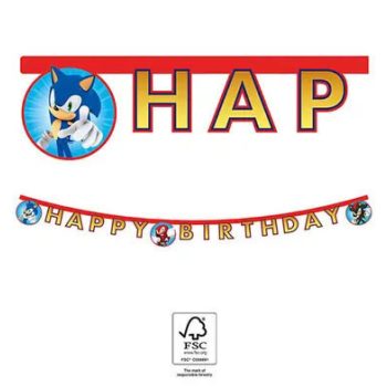 Sonic, a sündisznó Sega Happy Birthday felirat FSC 2m
