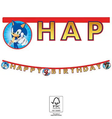 Sonic a sündisznó Sega Happy Birthday felirat FSC 2m