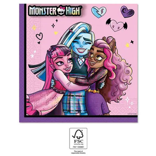 Monster High szalvéta 20 db-os, 33x33 cm FSC