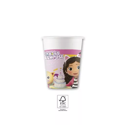 Gabby's Dollhouse, Gabi babaháza papír pohár 8 db-os 200 ml FSC