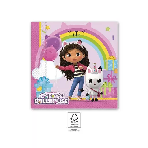 Gabby's Dollhouse, Gabi babaháza szalvéta 20 db-os, 33x33 cm FSC