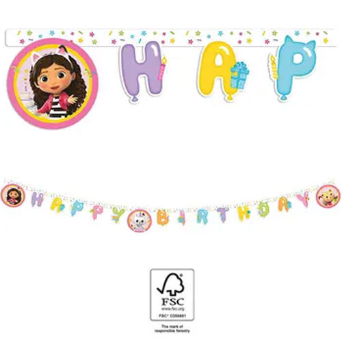 Gabby's Dollhouse, Gabi babaháza Happy Birthday felirat FSC 2m