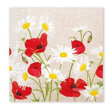 Virág Daisies Poppies szalvéta 20 db-os, (33x33cm) FSC