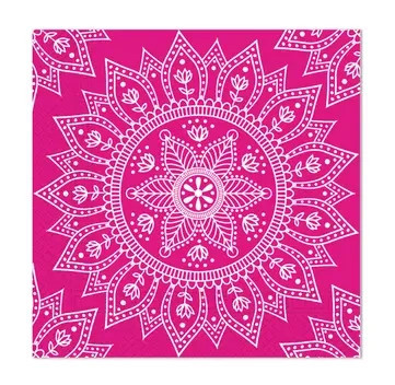 Mandala Fuchsia White szalvéta 20 db-os, (33x33cm) FSC