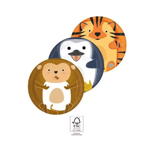 Állatos Zoo papírtányér 8 db-os 23cm FSC
