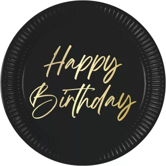 Happy Birthday Elegant papírtányér 8 db-os 23cm FSC