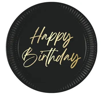 Happy Birthday Elegant papírtányér 8 db-os 23cm FSC