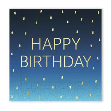 Happy Birthday Golden Blue szalvéta 20 db-os 33x33cm FSC