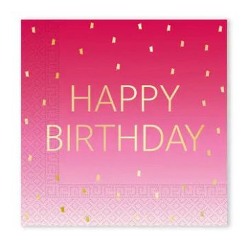 Happy Birthday Golden Pink szalvéta 20 db-os 33x33cm FSC