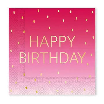 Happy Birthday Golden Pink szalvéta 20 db-os 33x33cm FSC