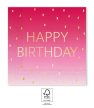 Happy Birthday Golden Pink szalvéta 20 db-os 33x33cm FSC