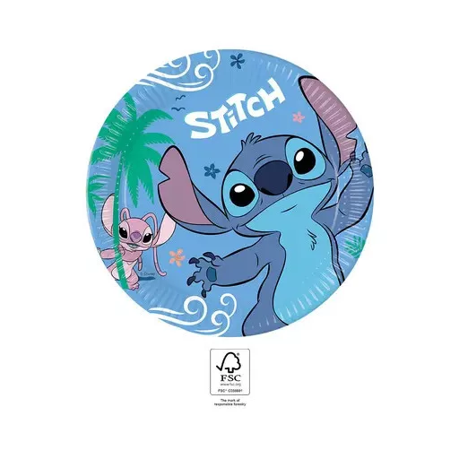 Disney Lilo és Stitch, A csillagkutya Angel papírtányér 8 db-os 23cm FSC