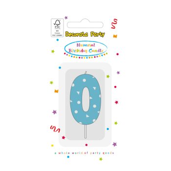 Színes Light Blue 0-ás tortagyertya, számgyertya