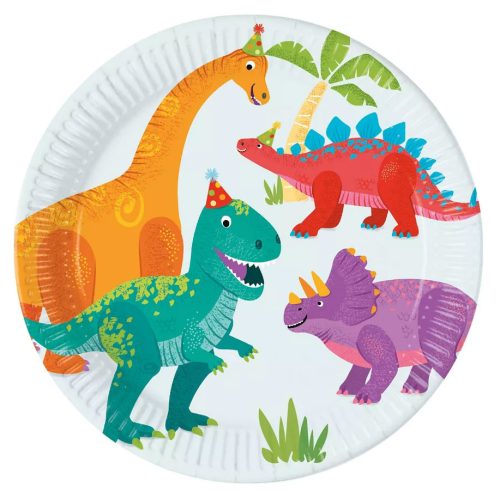 Dinoszaurusz Party papírtányér 8 db-os 23cm FSC