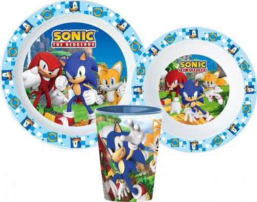 Sonic, a sündisznó étkészlet, micro műanyag szett, pohárral 260ml