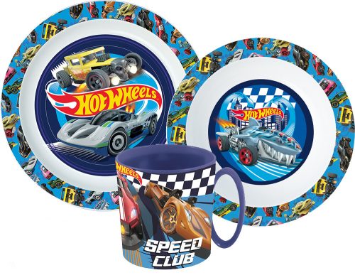 Hot Wheels Blue Fire étkészlet, micro műanyag szett bögrével 350ml