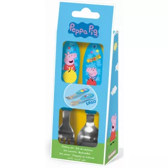   Peppa malac Hooray fém ergo evőeszköz készlet - 2 darabos