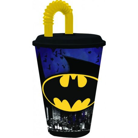 Batman szívószálas pohár, műanyag