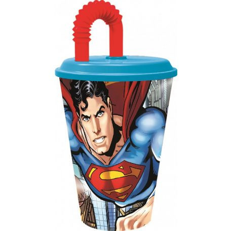 Superman szívószálas pohár, műanyag