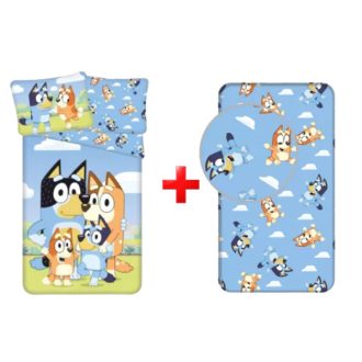Bluey Happy Family ágyneműhuzat és gumis lepedő szett