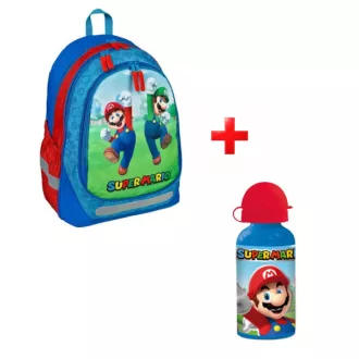 Super Mario iskolatáska, táska és alumínium kulacs